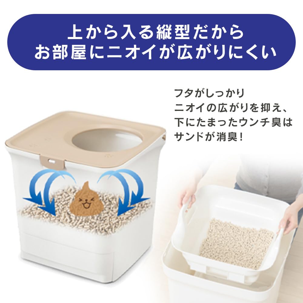 アイリスオーヤマケージ花王システムトイレ高さ角度が変えれる御飯とお水入れ らくっとシンプル｜ニャンとも清潔トイレ 猫用システムトイレ